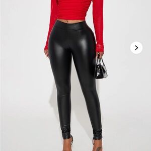 Fashion Nova Black Leather Look Leggings